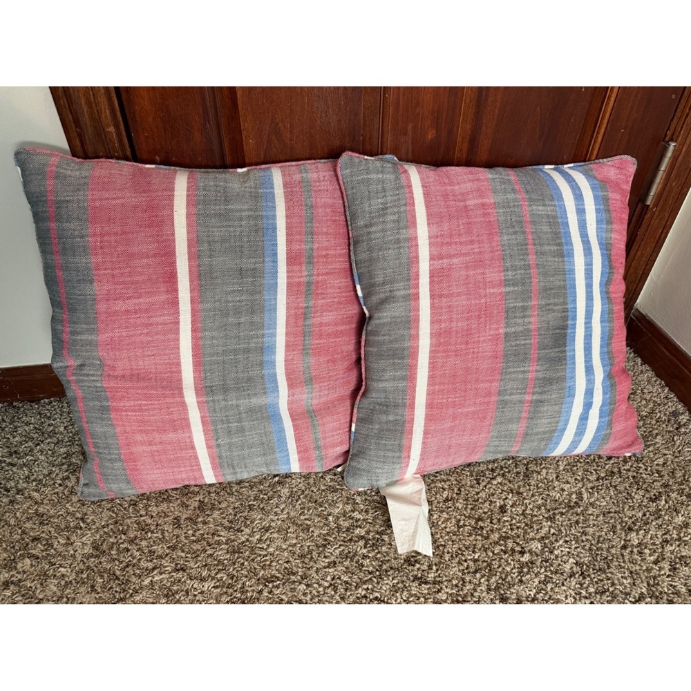Lauren Ralph Lauren Red,Gray Blue Striped Accent Pillow Pair